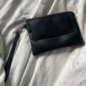Black vegan leather Matt and Natt clutch/ cardholder